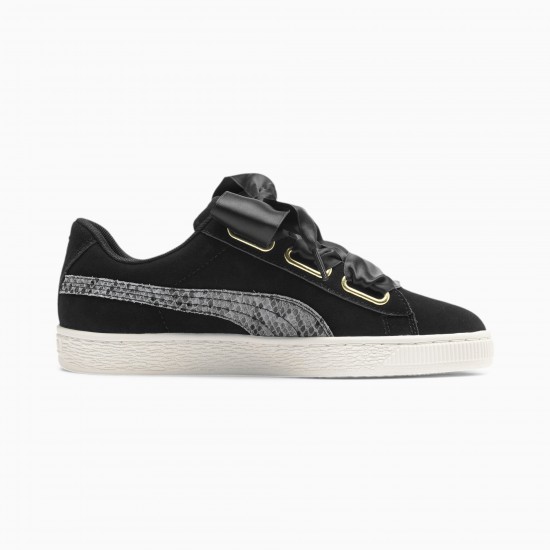 Puma Black Suede Heart Snake Lux Women's Sneakers Puma Black Suede Heart Snake Lux Women's Sneakers