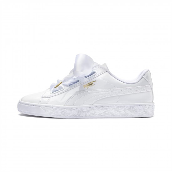 Puma Basket Heart Patent Women's Sneakers White Puma Basket Heart Patent Women's Sneakers White
